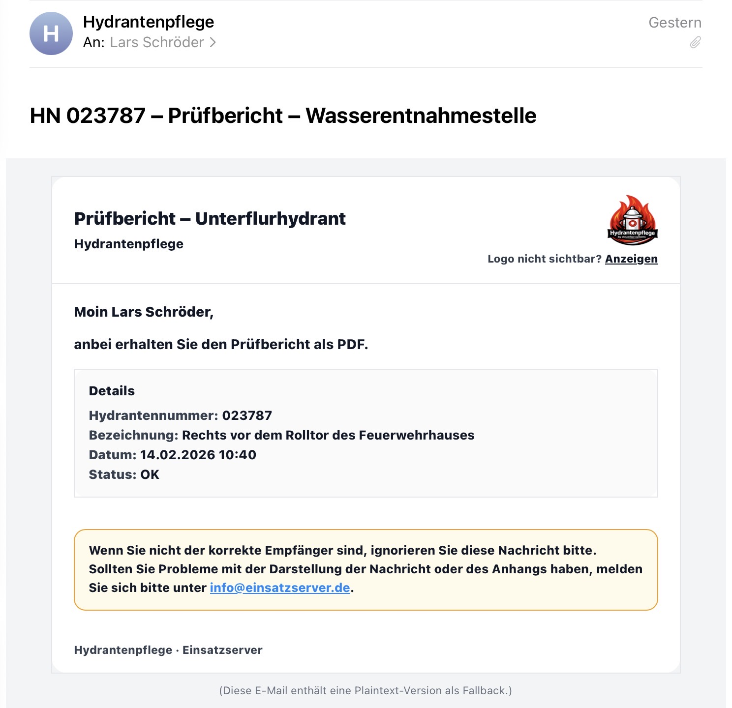 Screenshot E-Mail-Versand